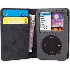 애플워치 케이스 커버 범퍼 액정보호 스너그 아이팟 클래식 케이스 가죽 플립 카드 슬롯 애플 지갑 및 스탠드 - 파란색 레거시 시리즈, Grey, iPod Classic