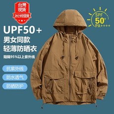 【台灣現貨】夏季冰絲涼感多口袋工裝防曬外套 UPF50+抗UV防曬衣 男女情侶款 涼感薄外套 防紫外線運動風衣