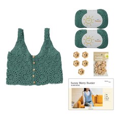 [DIY패키지] 써니 메리 뷔스티에 (써니 2볼+ 레터링 플라워 나무단추 +인쇄도안), 123 더스티그린, 1세트