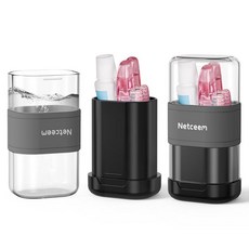 칫솔 여행용 케이스 키트 휴대용 접이식 칫솔 홀더 및 치약 커버 용기 구강 세정제 컵 포함 여행 욕실 캠핑 출장용 구강 청소 도구 정리함, Grey