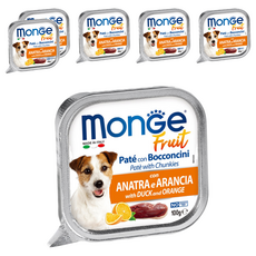 MonGe 瑪恩吉 倍愛滿滿 主食犬餐盒, 鴨肉 + 橘子, 100g, 6盒