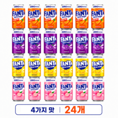 ZERO Sugar 환타 4종세트(오렌지+파인애플+피치+포도), 24개, 350ml