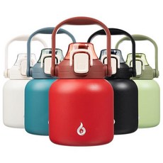 BJPKPK 스테인리스 푸시 오픈 핸들 워터보틀 1035ml 레드, 27 Ounces, 77.6ml(27온스)