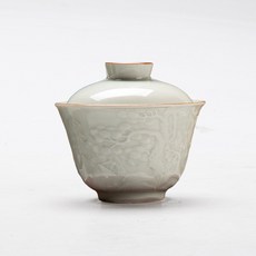 陶瓷蓋碗功夫茶具功夫茶具, 1個, 歲寒三友-影雕蓋碗:如圖所示