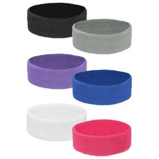 YELARXI 땀 흡수 헤드 밴드 수분 흡수 스웨트밴드 스포츠 헤드밴드 남성 및 여성용 6피스 및 면 및 그레이/퍼플 - 적합 (러닝 풋볼 농구)