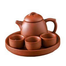 迷你指尖壺茶寵擺件, 一壺三杯 盤 朱泥秦權, 1個