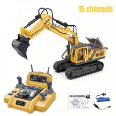 굴착기 원격 제어 트럭 바닥 조향 휠 건설 공학 차량 생일 선물, 1개, 4. 15channels-small