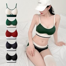 슬로우달링 체리쉬 노와이어 2cm 여성 볼륨업 스포티 바프 속옷 브라팬티 세트