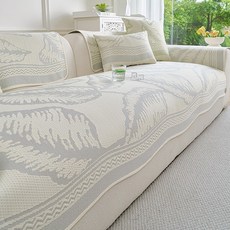 2026新款簡約風冰絲沙發墊夏用涼感親膚沙發蓋布巾不規則防滑坐墊冰絲霜葉異形-淺灰110*260cm, 1件, 冰絲霜葉異形-淺灰