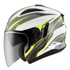 ZEUS 613B AJ33安全帽：可拆洗內襯、九合一帽型、抗UV400、氣流導流、3/4罩、眼鏡溝設計，舒適安全兼具, 白/螢光黃