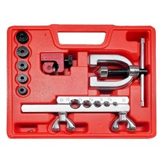 NYTKL 더블 & 싱글 플레어링 공구 키트 튜브 커터 및 추가 어댑터가 있는 45도 툴 연료 HVAC 시스템 수리용 전문 브레이크 라인 황동 도구 키트, NYTKL 더블 & 싱글 플레어링 공구 키트, 튜브 커