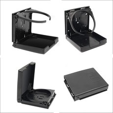 데일리쇼핑 차량용 접이식 컵홀더 캠핑카 카라반 음료거치대 폴딩 컵받침대 트레이, 블랙, 2개