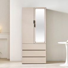 레브리 LPM 800 3서랍 거울도어 옷장 장농, 모카그레이