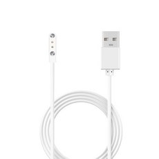 스마트 워치 유니버설용 2핀 강력 자기 충전 케이블 USB 충전 라인 코드 로프 블랙 화이트 색상, White-4, 1개