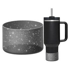 WUQID 보호용 블링 실리콘 부츠 슬리브 Stanley 텀블러 591.5~1.2L(20~40온스) 및 하이드로 플라스크 병 354.9ml(12온스~24온스)와 호환 글리터, 투명 블랙