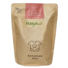 파파야플러스 저탄소 파우치 유아세제 리필, 1L, 1개