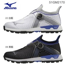 藍鯨高爾夫 Mizuno Enerzy BOA 高爾夫球鞋(旋鈕/無釘) #51GM2170【零碼出清】, 白藍,26, 1個
