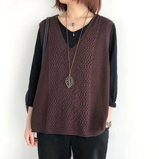 針織馬甲女背心 韓版V領薄款寬鬆無袖外搭坎肩