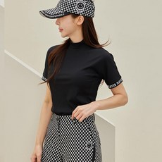 제이투제이 제이투제이 여성골프웨어 소매레터링 골지 반목 반팔티셔츠