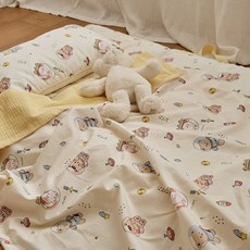 돗투돗 퓨어코튼 거즈 리버서블 간절기용 블랭킷, 우주탐험(옐로우)