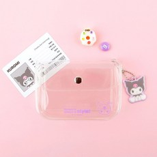 투명 카드지갑-쿠로미 캐릭터 문구 초등학생 필통 어린이 파우치 지갑 아동 dew+727zT