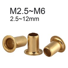M2 황동 M6 스루홀 100 할로우 리벳 20 그로밋 콕아이 단추 구리, M3 50PCS, m, 50개