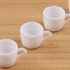10개입 미니어처 소품 손잡이컵 하양 17x10mm