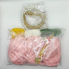 手工DIY編織包 斜挎包 手提包 梔子花貝殼包 材料包 閨蜜禮物, 梔子花貝殼包肉粉材料, 1個