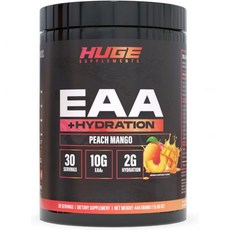 Huge EAA + Hydration Essential Amino Acids Powder EAAs & BCAAs Intra & Post Workout Recovery Po, Peach Mango