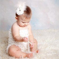 Chic Baby Rose 純手工蕾絲連身裝 米白, 1個, 6-24M