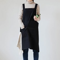 리빙공감 원피스형 카페 바리스타 방수 앞치마, 1개, 블랙