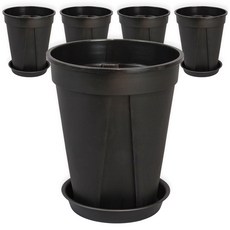 파파가든 (롱 슬릿화분 + 받침) 세트 플라스틱 화분, 블랙, 5개