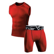 상하의세트 디펜더 기능성 스포츠 트레이닝 언더레이어 민소매 나시 티셔츠 5부 반바지 NUSH-RE_S