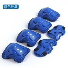 兒童輪滑護具套裝頭盔滑板護具全套溜冰鞋護具全套平衡車護具護膝, 1個, 可調節六件套克萊因藍