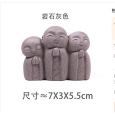 隨草憶境 迷你日式小地藏 水泥手雕擺飾, 良緣地藏（岩石灰，偏灰）