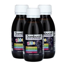 삼부콜 키즈 어린이 블랙 엘더베리 액상비타민 시럽 딸기맛 어린아이 120ml 3개