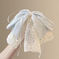 리본 프렌치 로맨틱 레이스 보우 포니 테일 클립