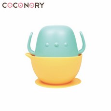 COCONORY 可愛小雞矽膠吸盤碗組/2色, 綠黃, 1個