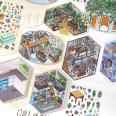 마법의 공방 골목 오늘 영업중 18.0 DIY 3D 감성 꾸미기 스티커 4종세트(핀셋포함), 1세트, 혼합