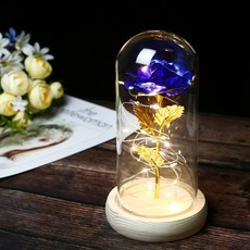 금 장미꽃 LED 조명 밸런타인 데이선물 생신선물 무드등, 1개, 골드 블루