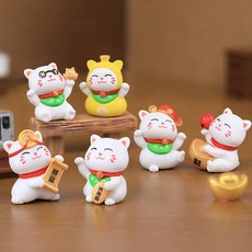 행운을 가져다주는 고양이 피겨 6p 세트, 6마리 한 세트
