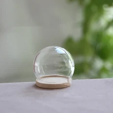 개방형 원형 유리 Cloche 글로브 디스플레이 돔 커버 병 영원한 나무 받침대가 있는 1/2X 20/25/30/35mm, 02 1pc, 13 NO1 35x25mm
