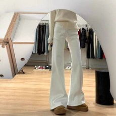 해피유통 여성용 하이웨스트 세미 와이드 플레어 데님 팬츠 청바지 트렌디룩 패션 여자 바지