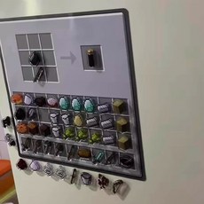 我的世界周邊合成臺軟磁冰箱貼，創意房間裝飾個性擺件，解壓小玩具兒童禮物，臺灣出貨, 我的世界合成台冰箱贴3个+150粒随机贴