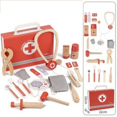 나무로 만든 역할놀이 교육용 장난감 의료 시뮬레이션 약상자 세트, Box Set