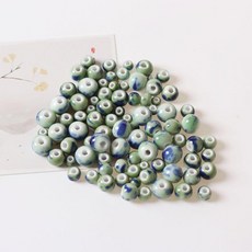 手工製作飾品編織綠灑藍水滴散珠學生成人材料套裝, 1個, 8mm綠灑藍50個