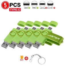 5개묶음 TYPE-C USB 2 in 1 펜 드라이브 128GB 메모리 스틱 64GB 도매 플래시 휴대폰컴퓨터용, 01 128MB(Not GB), 01 중국, 06 녹색