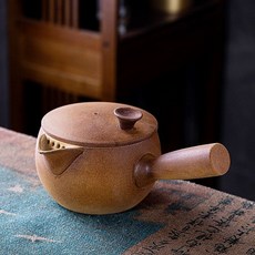 圍爐煮茶烤奶罐 帶蓋可乾燒 明火電陶爐碳爐 直燒炒茶 戶外套裝, 復古SM乾燒壺【帶瓷蓋】600ml