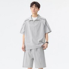 COMGM2025夏季新款短袖冰絲兩件套裝痞帥風時尚男裝