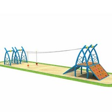 더블 짚라인 놀이기구 광장 놀이터 야외 키즈 펜션, 이중 플랫폼 등산 + 크롤링